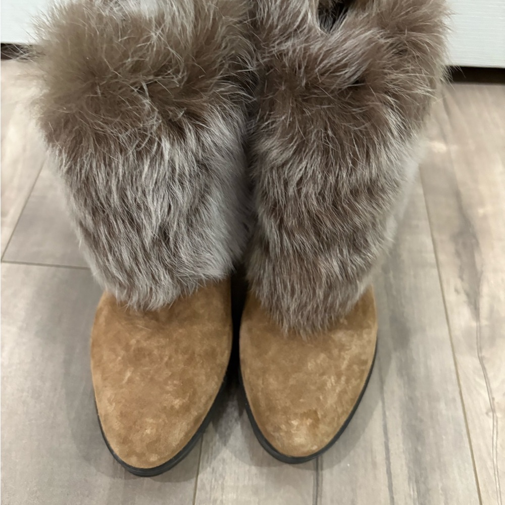 johnston & murphy Brown Faux Fur Trimmed Ankle Boots
